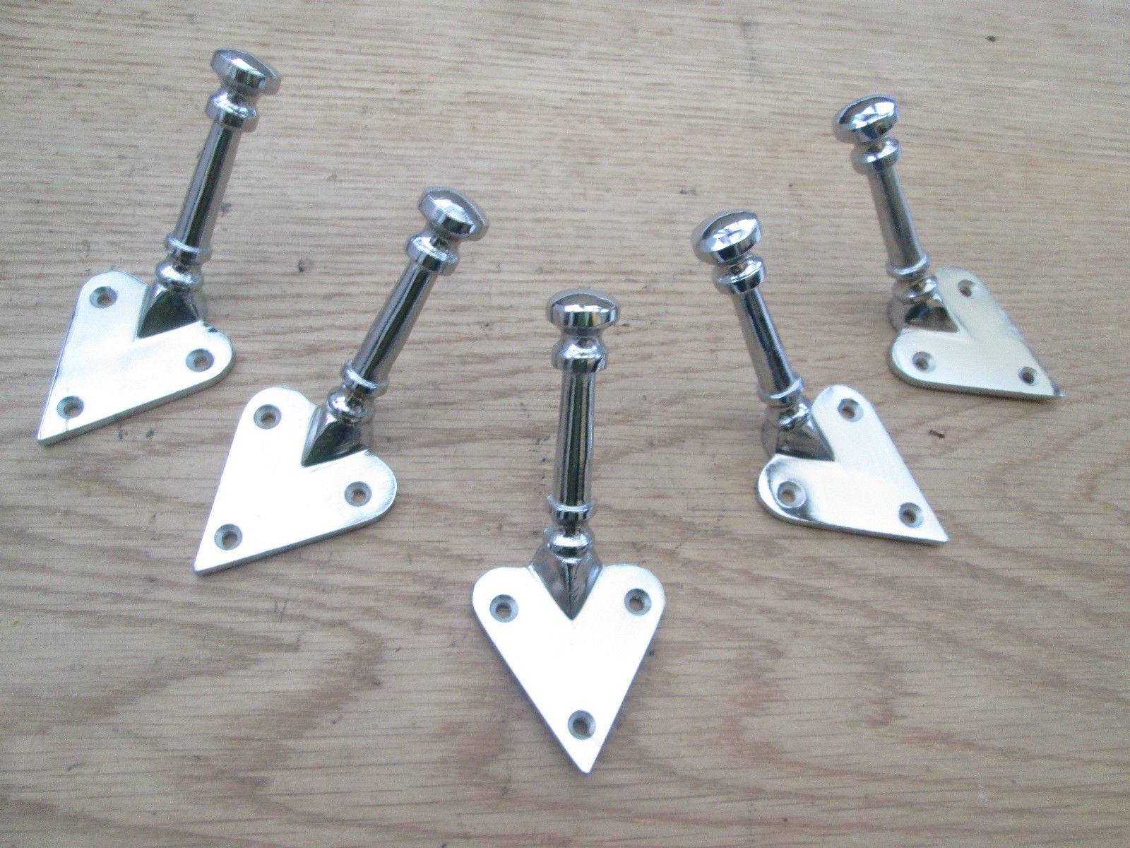 Pack Of 5 Arts & Crafts Chrome Coat Hooks.