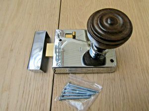 4inch Rim Latch Polished Chrome & Bun Rimmed Teak + Chrome Set.
