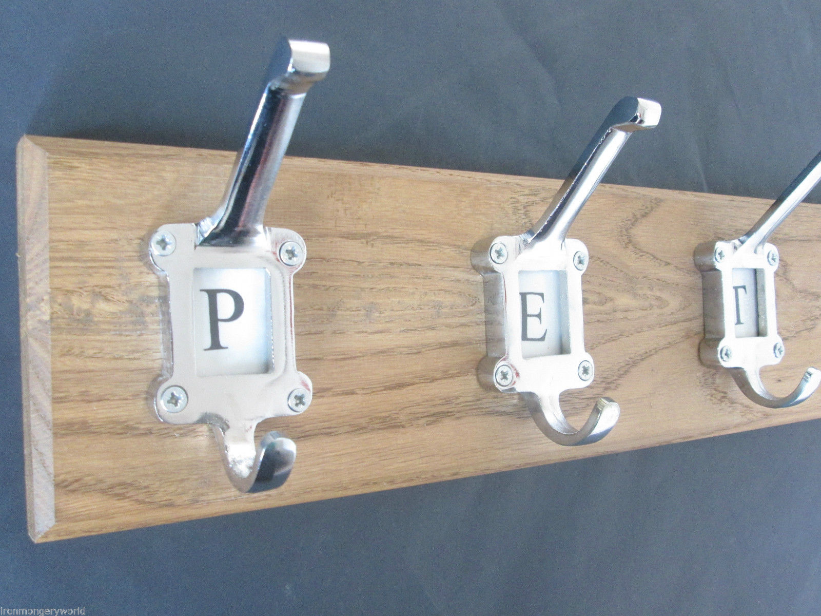 Chrome Ceramic Letter 8 Hook Coat Rail 88cm.