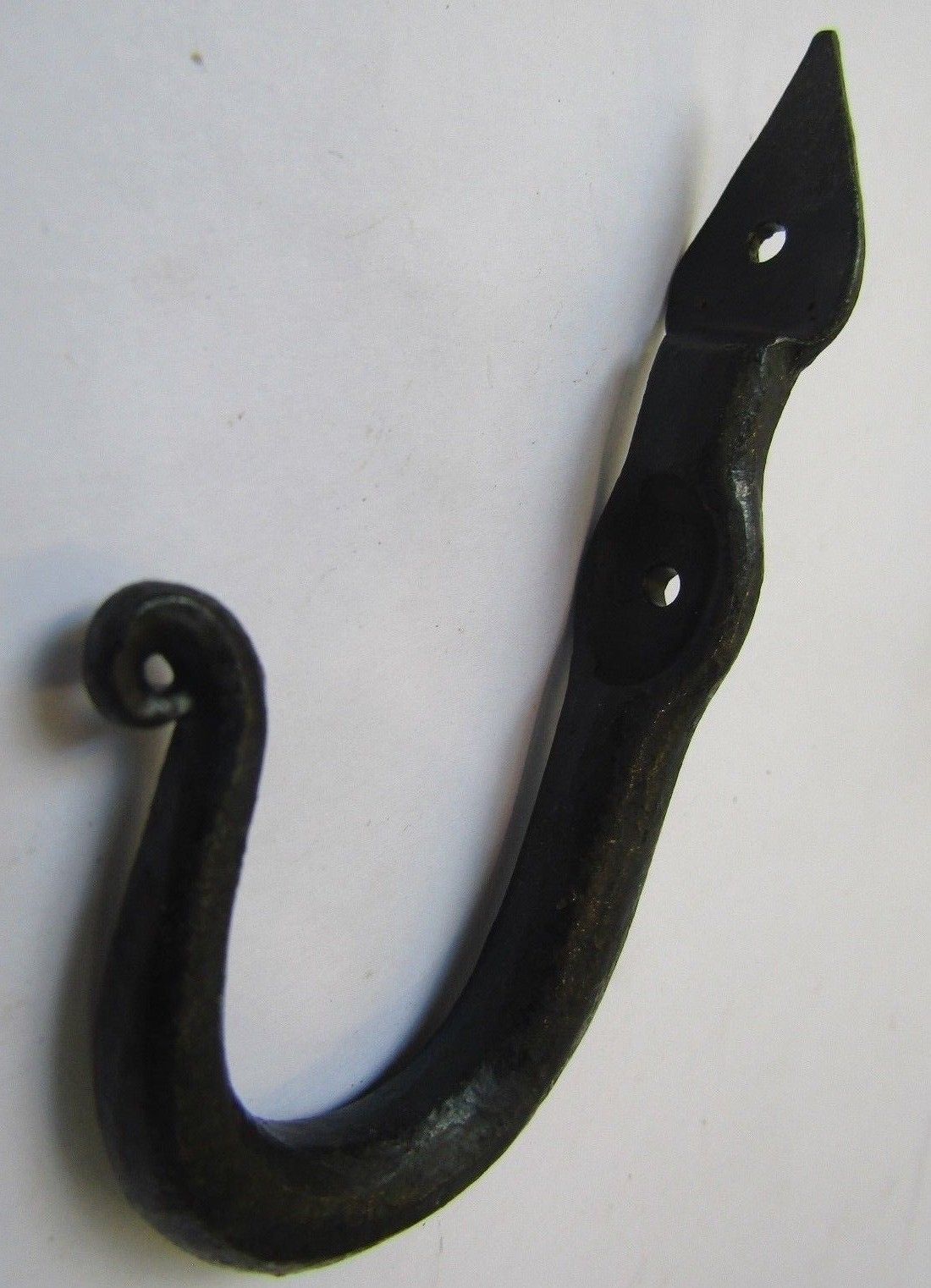Hand Forged Chunky Pointed Scroll End black wax.