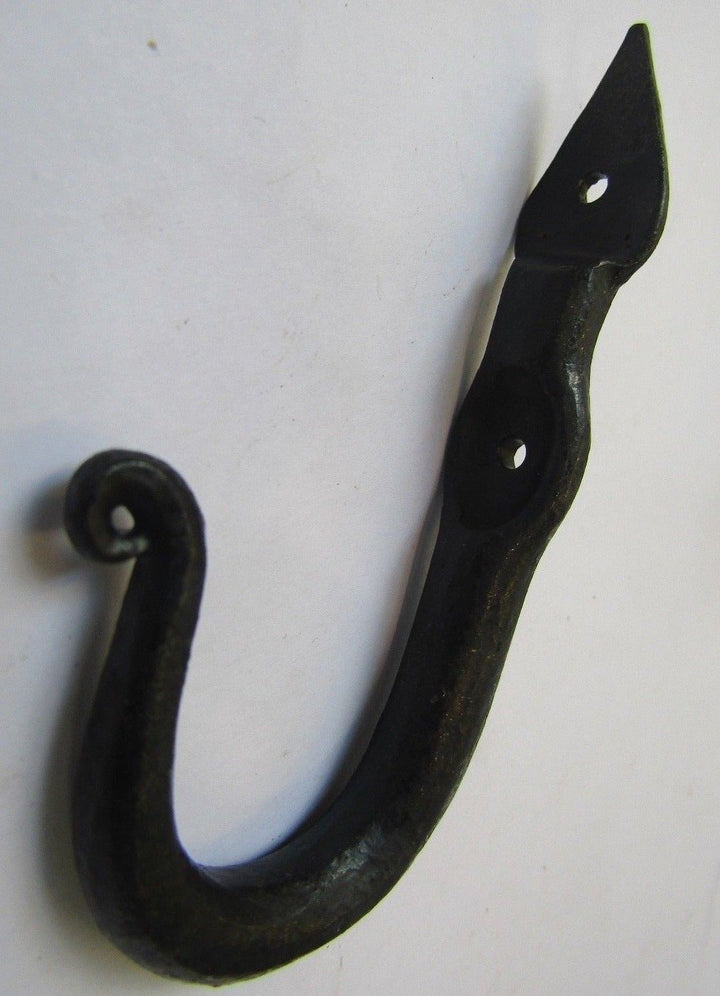 Hand Forged Chunky Pointed Scroll End black wax.
