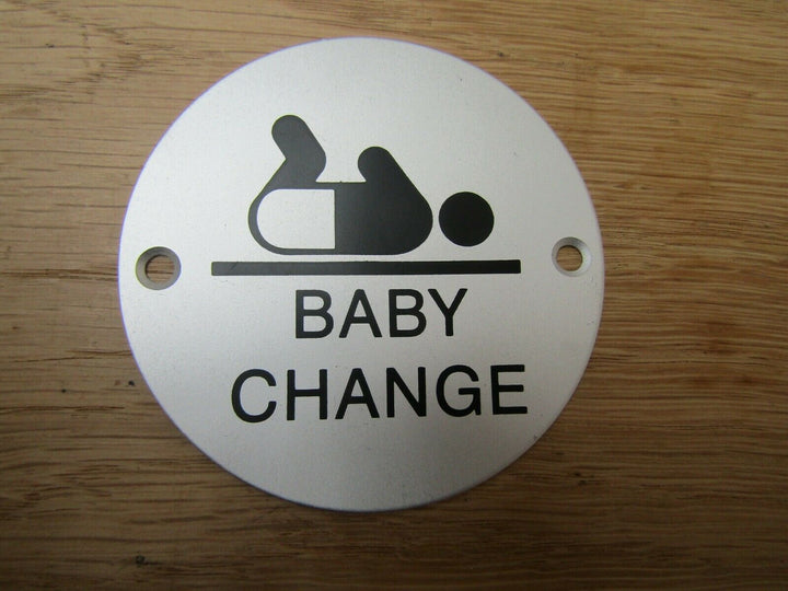 Circle Satin Aluminium Baby Change Door Sign.