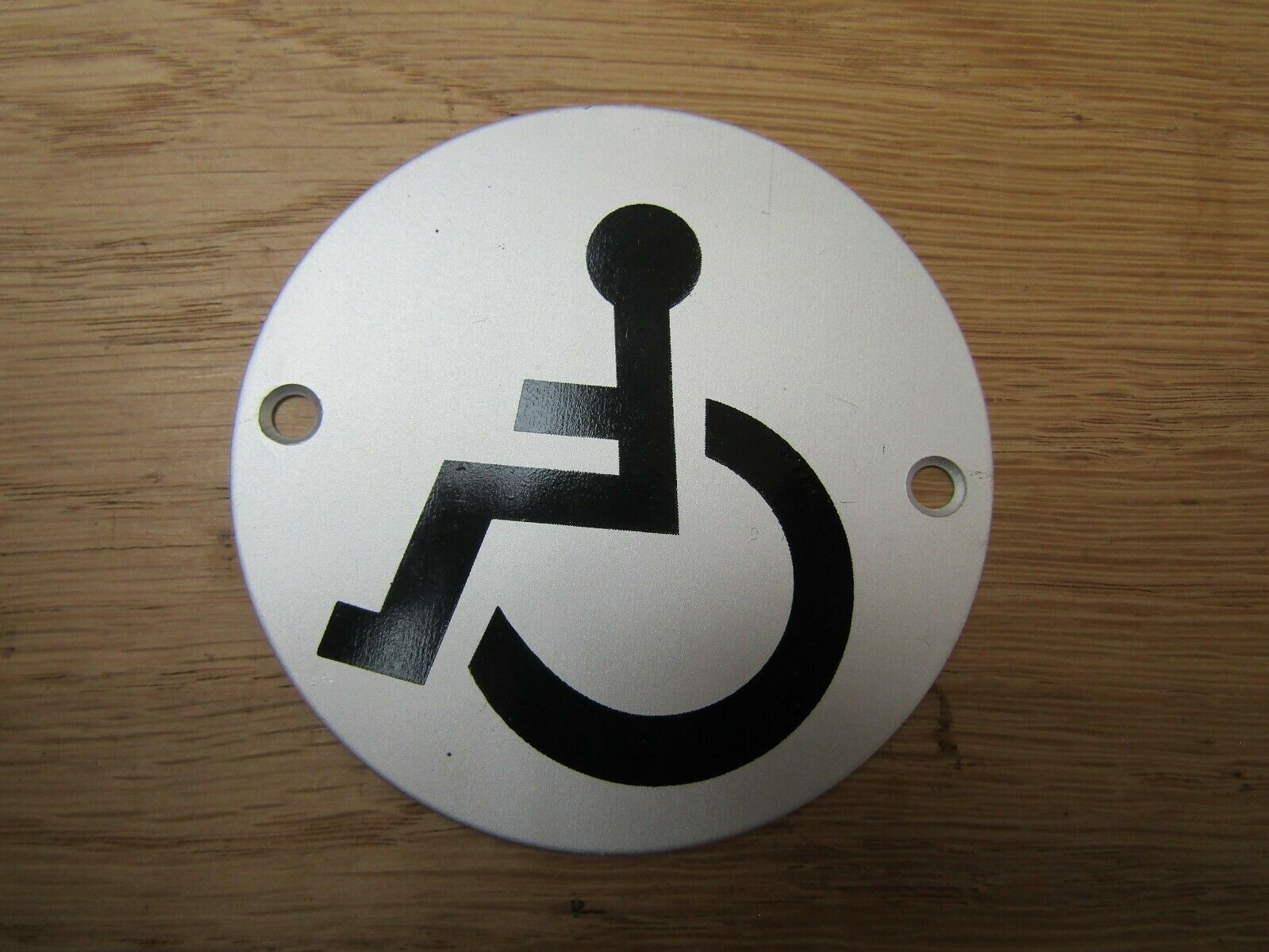 Circle Satin Aluminium Disabled Door Sign.