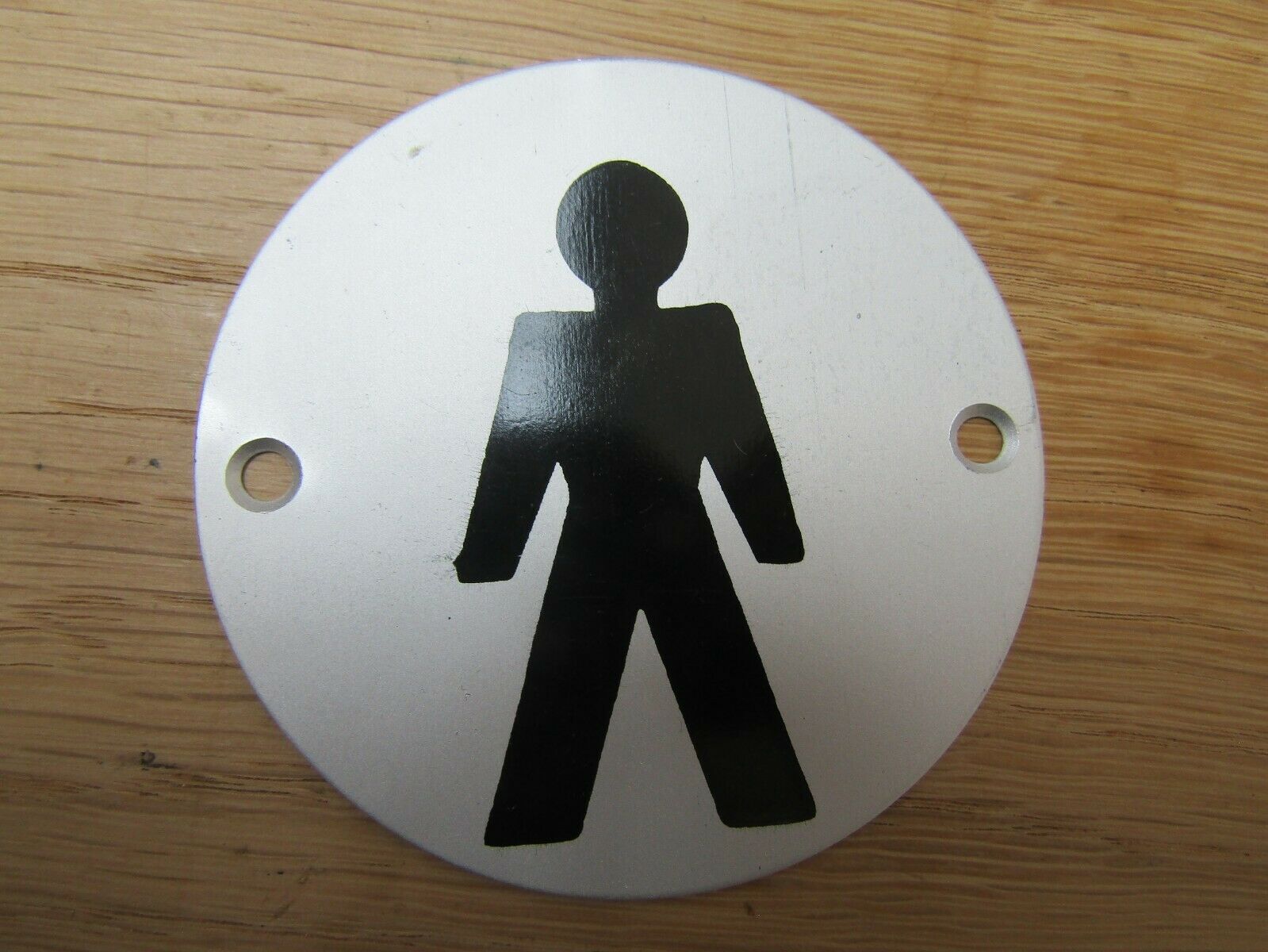 Circle Satin Aluminium Male Door Sign.