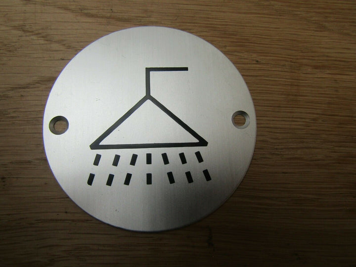 Circle Satin Aluminium Shower Door Sign.