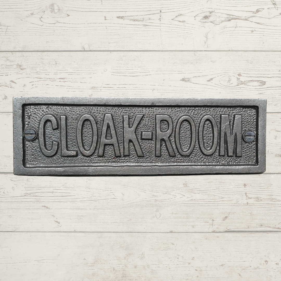 Cast Iron antique style Cloak-Room Door Wall Plaque.