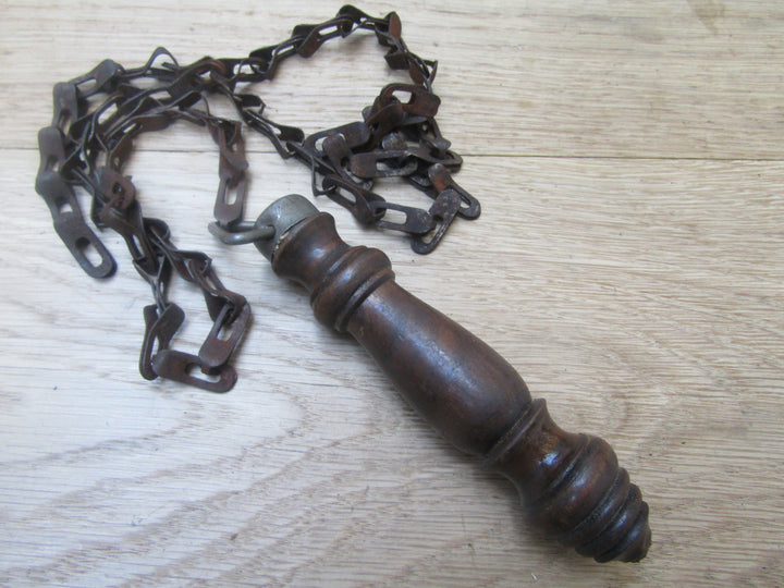 Vintage Cistern Pull With Wooden Handle.