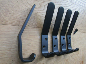 Pack of 5 Cloakroom Coat Hook Matt Black.
