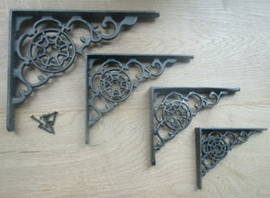 Pair Of 5inch Cobweb Shelf Brackets Antique Iron.