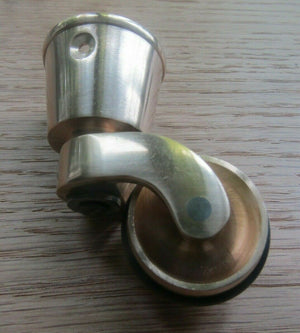 Solid Brass Furniture Swivel Wheel Cup Castor With Rubber Polished Brass.