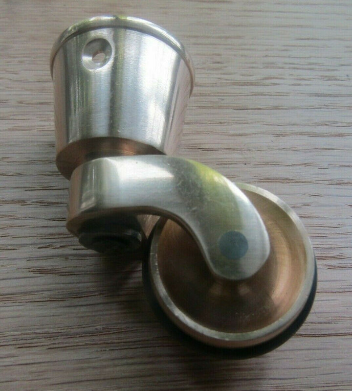 Solid Brass Furniture Swivel Wheel Cup Castor With Rubber Polished Brass.