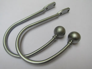 Pair of ball end Curtain hold backs Satin Chrome.