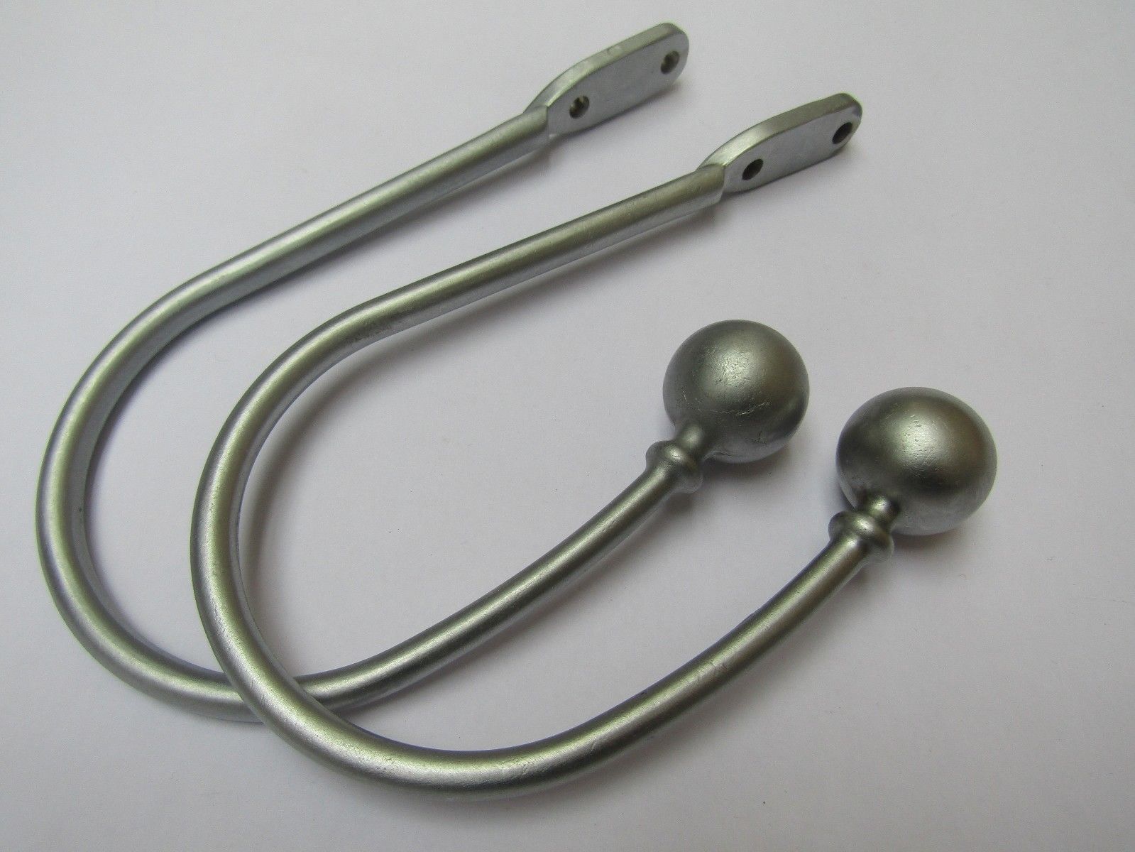 Pair of ball end Curtain hold backs Satin Chrome.