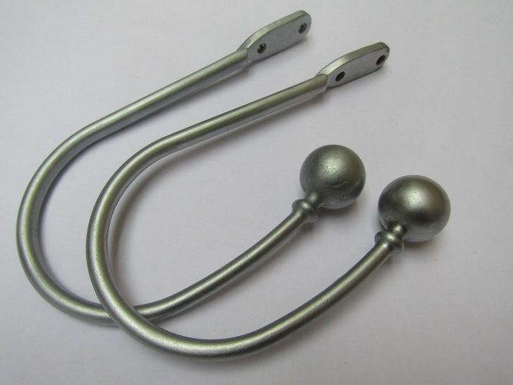 Pair of ball end Curtain hold backs Satin Chrome.