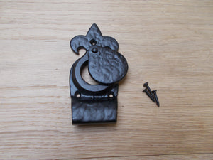 Fleur De Lys Door Cylinder Pull Black Antique.