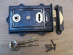 Cast Iron Davenport Rim Lock Antique Iron.