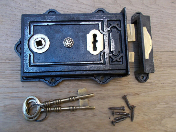 Cast Iron Davenport Rim Lock Antique Iron.