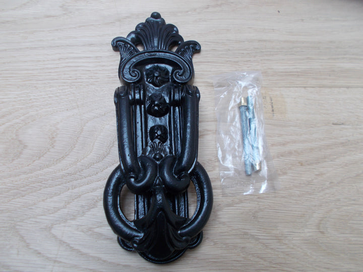 Decorative Ornate Door Knocker Black Antique.