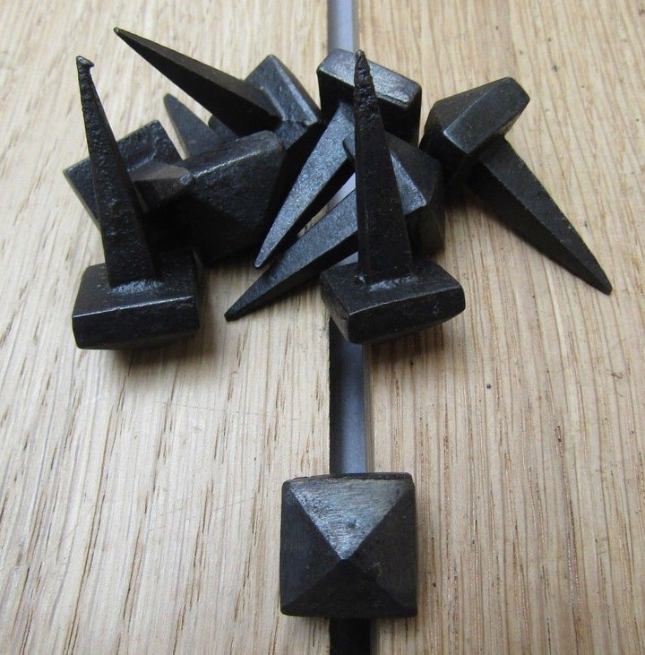 Pack of 10 Diamond Door Studs Antique iron 15mm.