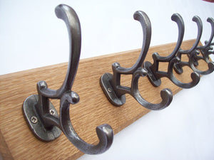 Antique Iron Addison 3 Hook Coat Rail 38cm.