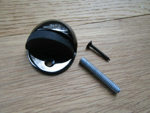 Door Stop Half Round Floor Mounted Polished Black Nickel.