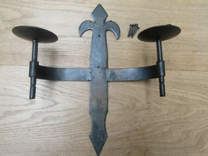 Hand forged Candle Holder Black Wax Double Church Gothic.