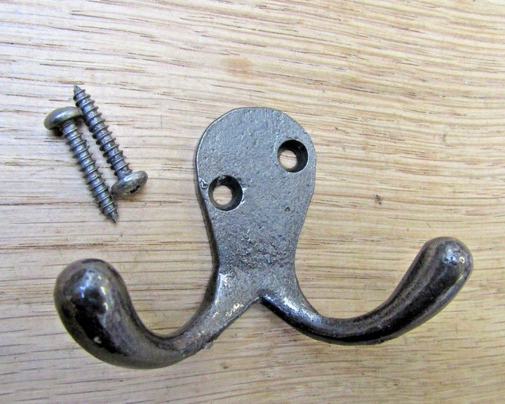 Pack of 5 Double Robe Hook Antique Iron.