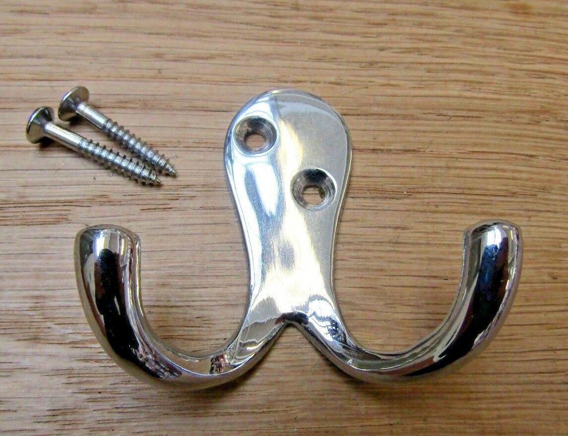 Double Robe Hook Polished Chrome.