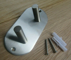 Satin Stainless Steel Double Peg Horizontal on Plate.