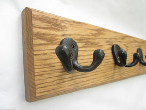 Black Antique Double Robe 2 Hook Coat Rail 27cm.