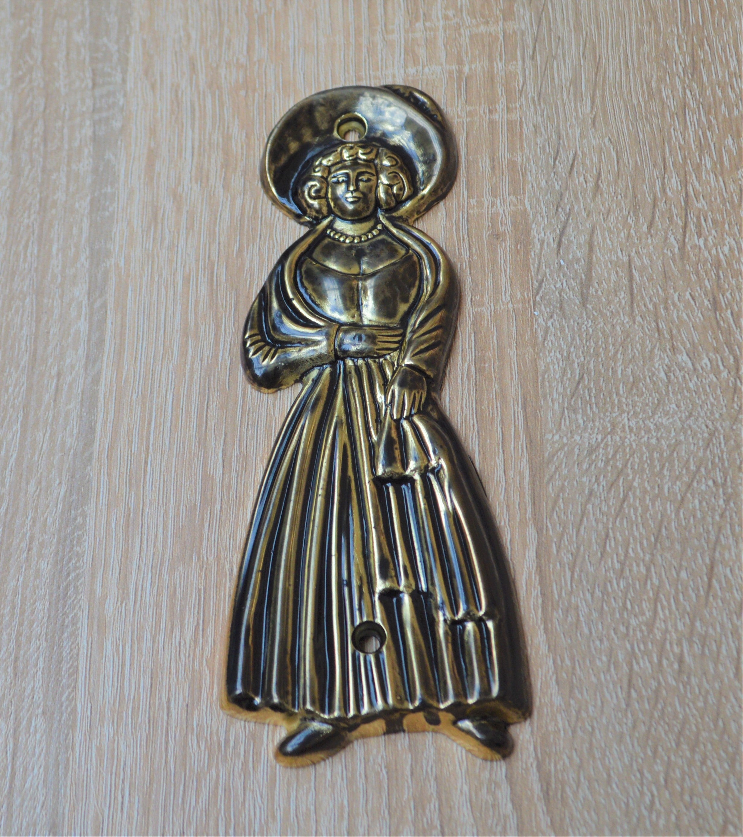 Steel Women Door Sign Antique Brass.