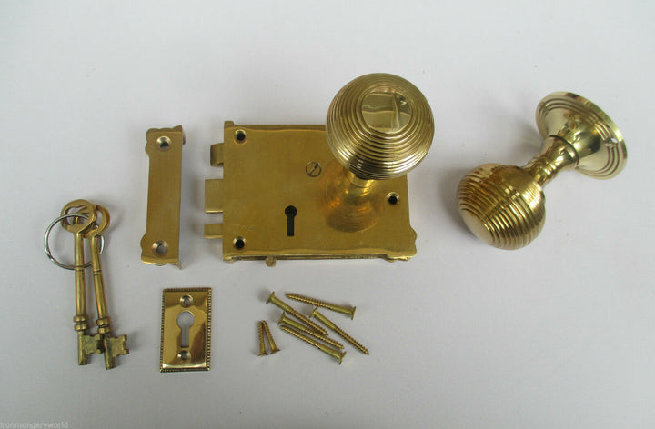 East Lake Plain Lock & Beehive Brass Set.