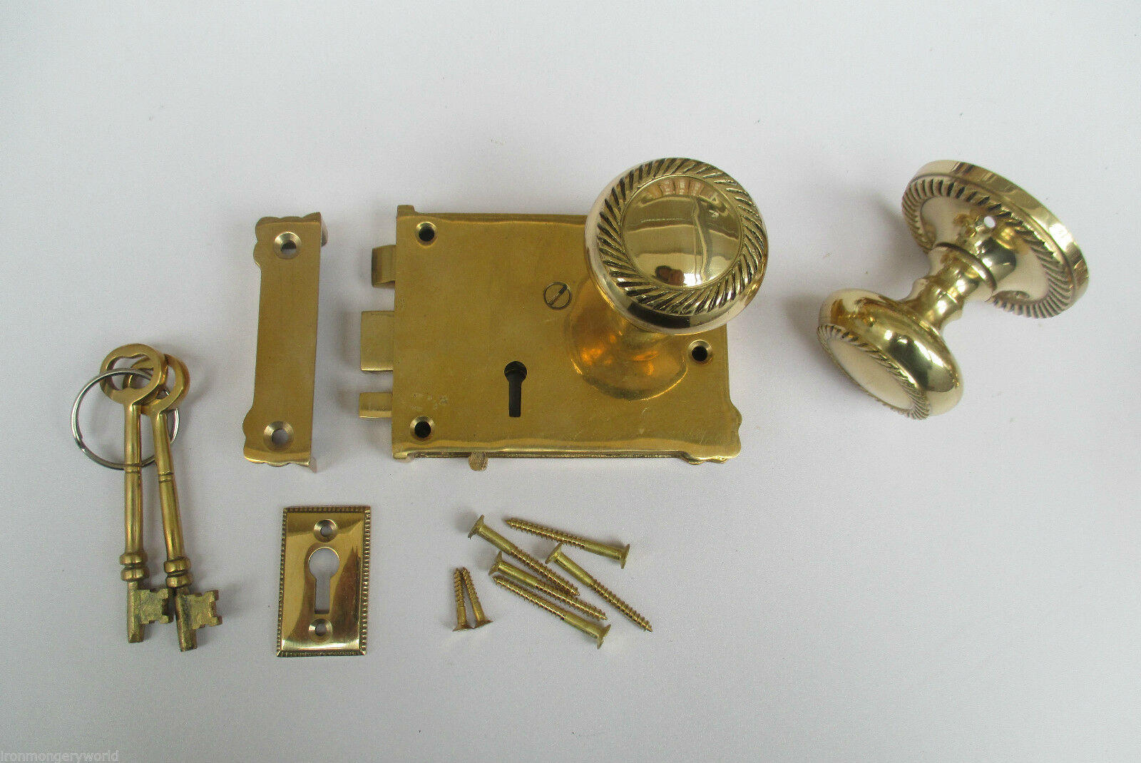 East Lake Plain Lock & Georgian Rim Brass Set.