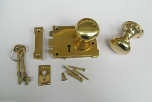 East Lake Plain Lock & Victorian Round Rim Brass Set.