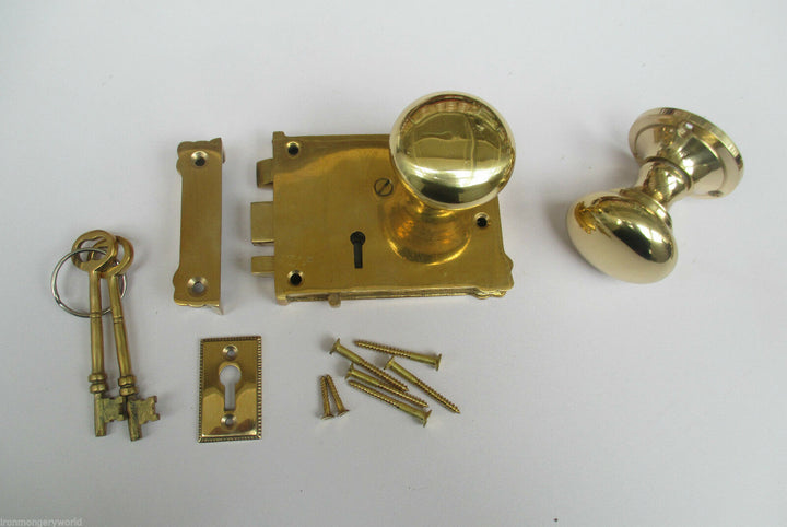 East Lake Plain Lock & Victorian Round Rim Brass Set.