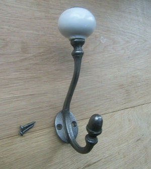 Eldon White Ceramic Coat Hook.