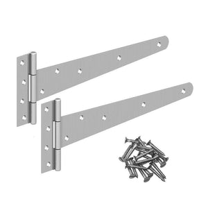 Pair of Electro Galvanised Silver T-Hinges 18inch.