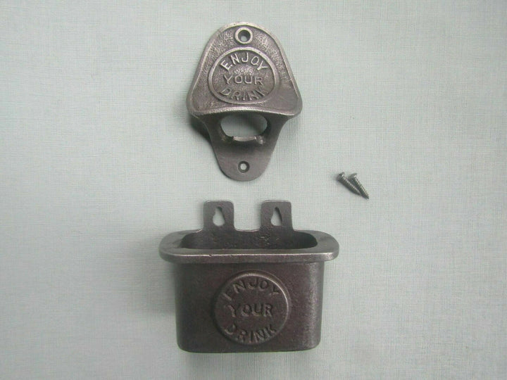 Cast Iron Enjoy Your Drink Opener and Cap Catcher.