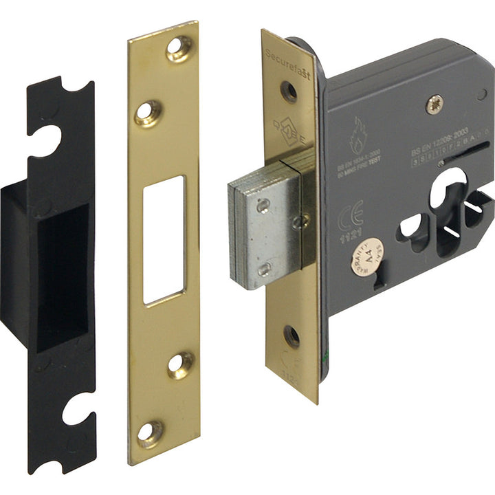 Euro Profile Deadlock 76mm Polished Brass.