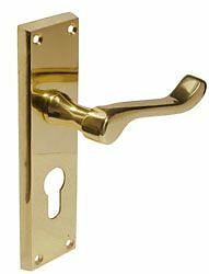 Euro Profile Lever Lock Door Handle polished brass.
