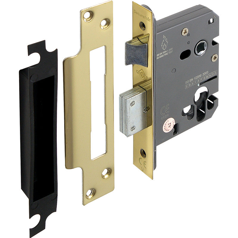 Euro Profile Sashlock 76mm Polished Brass.