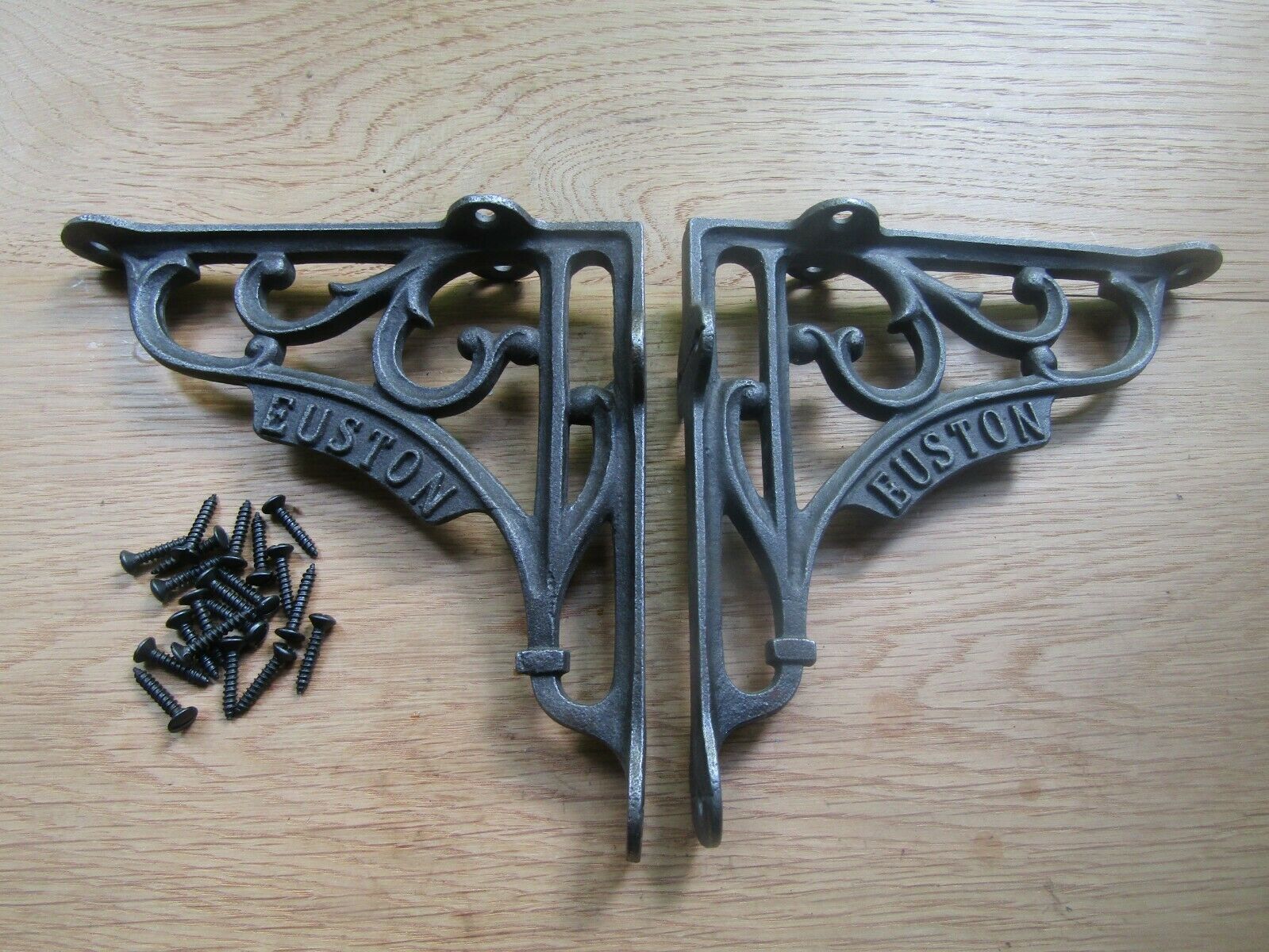 Pair Of 6x6inch Euston Scroll Brackets Antique Iron.