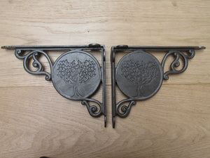 Pair Of 9inch Fever Tree Shelf Brackets Antique Iron.
