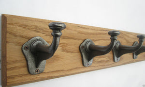 Antique Iron Flat Top Larder 3 Hook Coat Rail 38cm.
