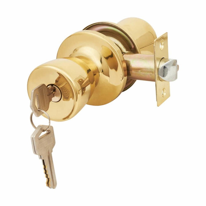 Flattop Mortice Entrance Door Knob Set Polished Brass.