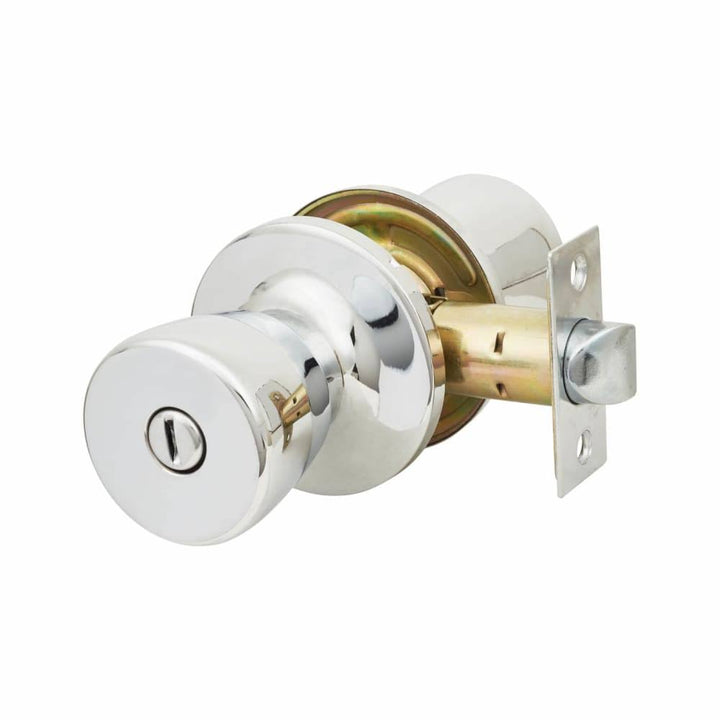 Flattop Mortice Bathroom Door Knob Set Polished Chrome.