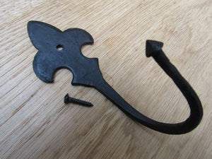 Fleur De Lys Hand Forged Hook black wax.