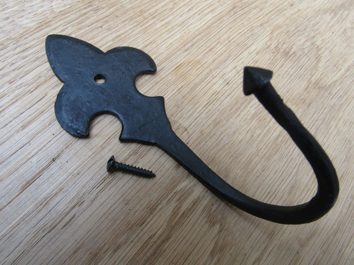 Fleur De Lys Hand Forged Hook black wax.