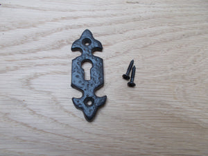 Fleur De Lys Open Escutcheon Black Antique.
