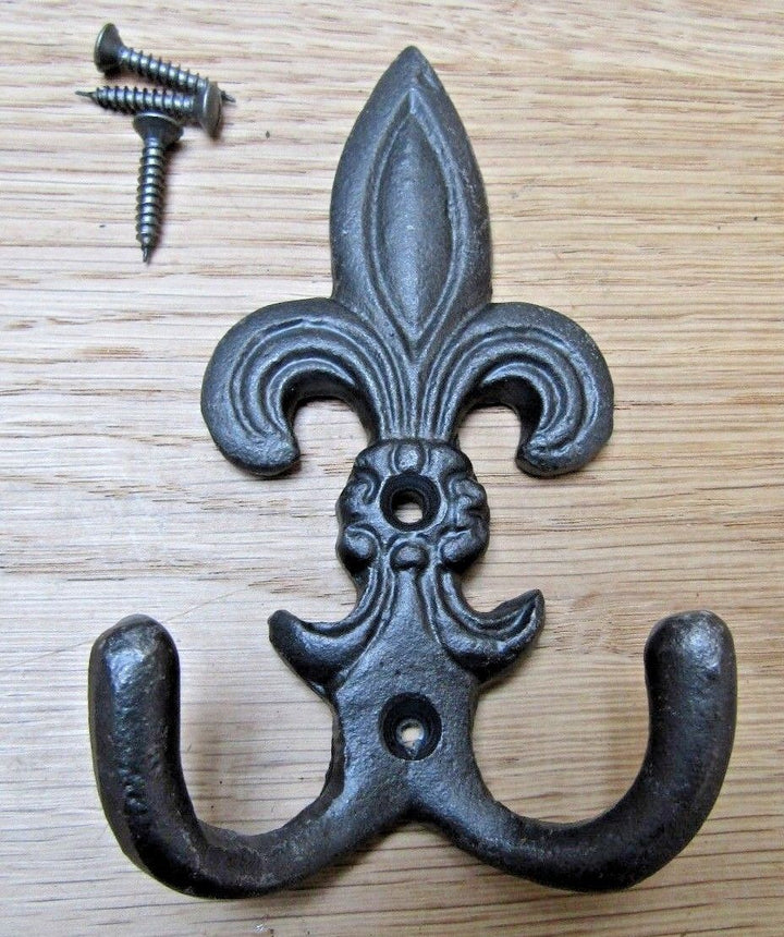 Fleur De Lys Hook Antique Iron.